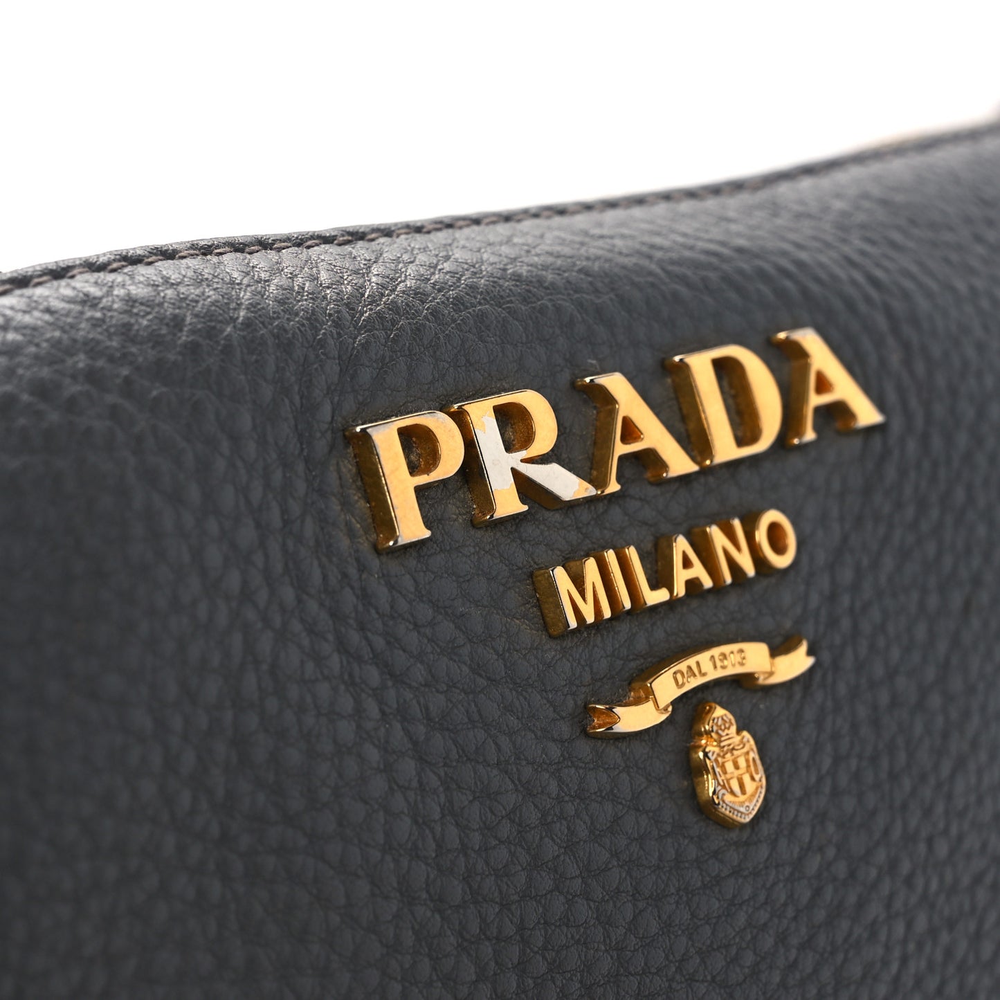 Vitello Daino Zippered Shoulder Bag Marmo