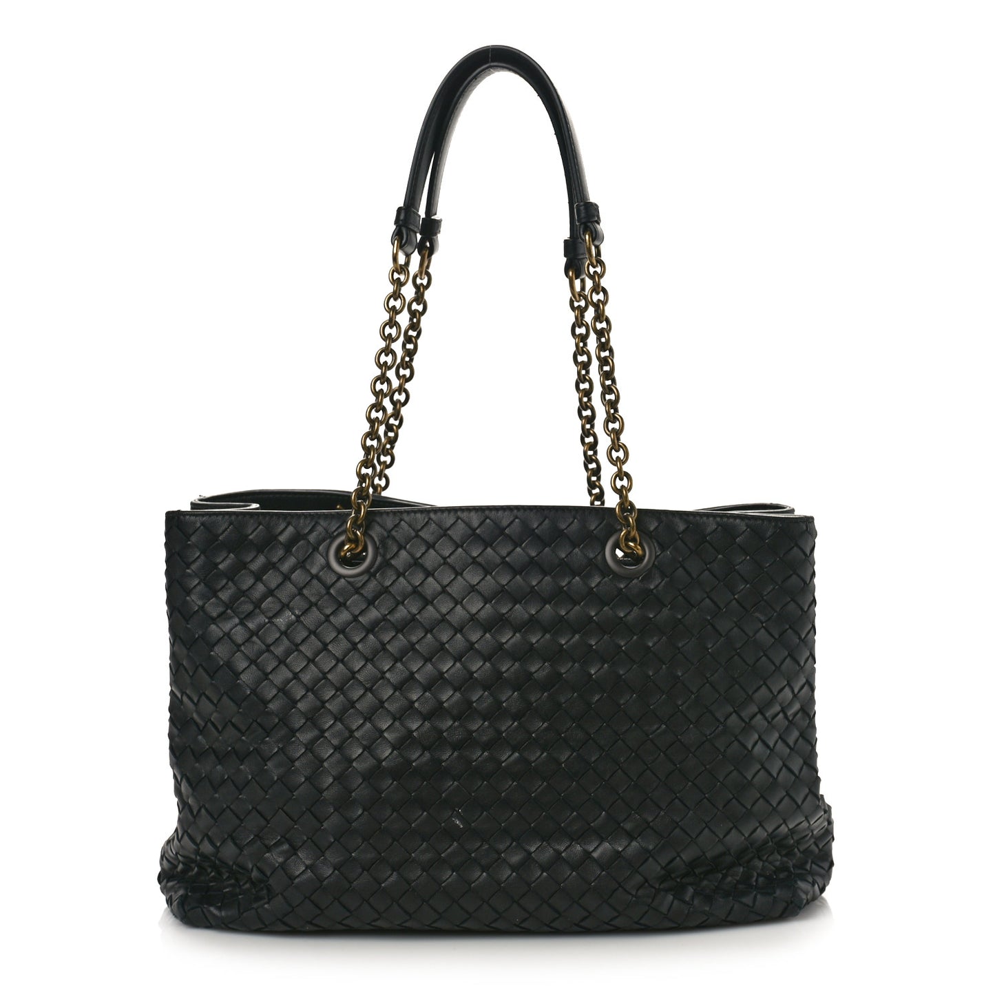 Nappa Intrecciato Medium Classic Chain Strap Tote Black
