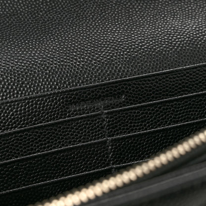 Saint Laurent Grain De Poudre Matelasse Chevron Monogram Chain Wallet Black 7 of 14