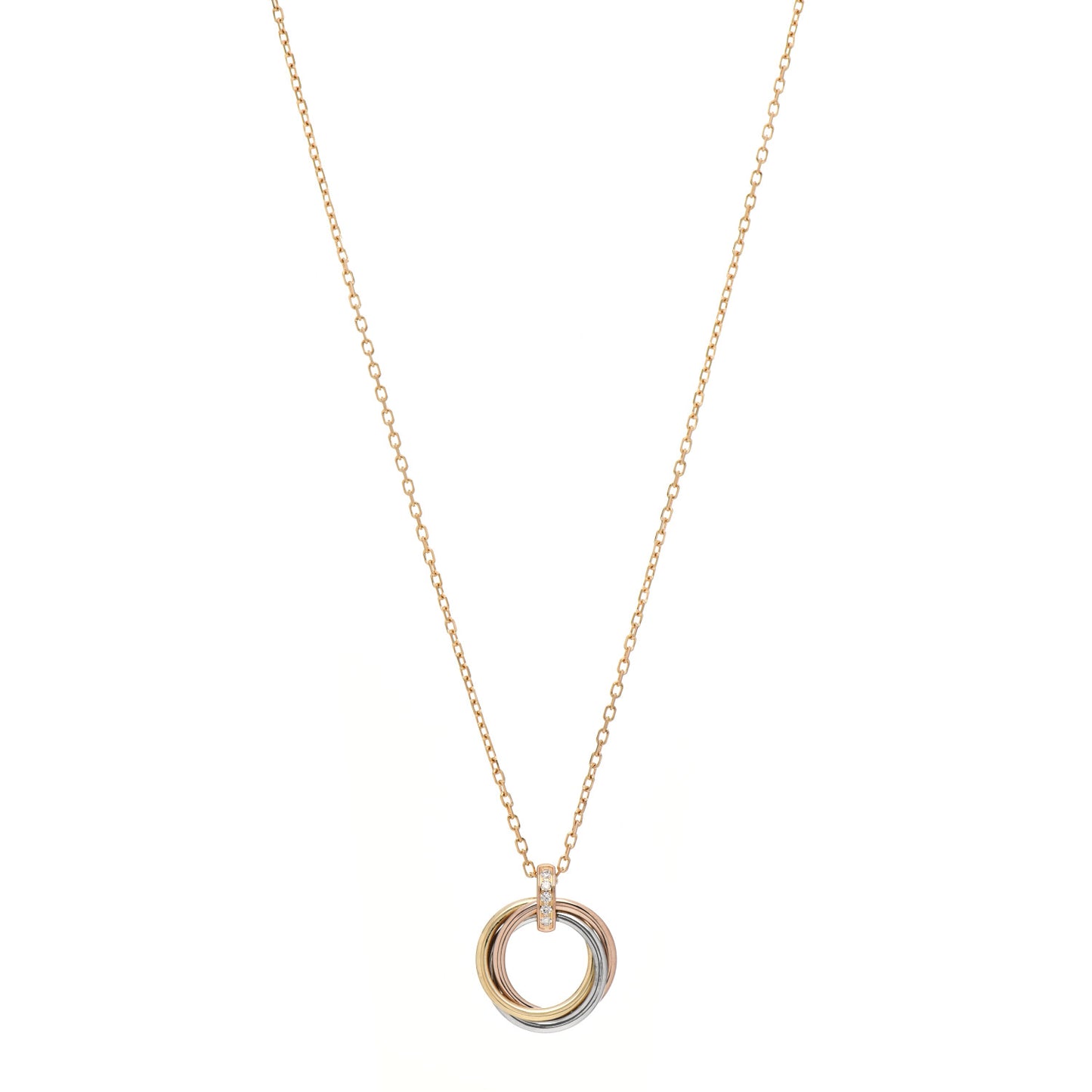 18K Pink White Yellow Gold Diamond Trinity Pendant Necklace