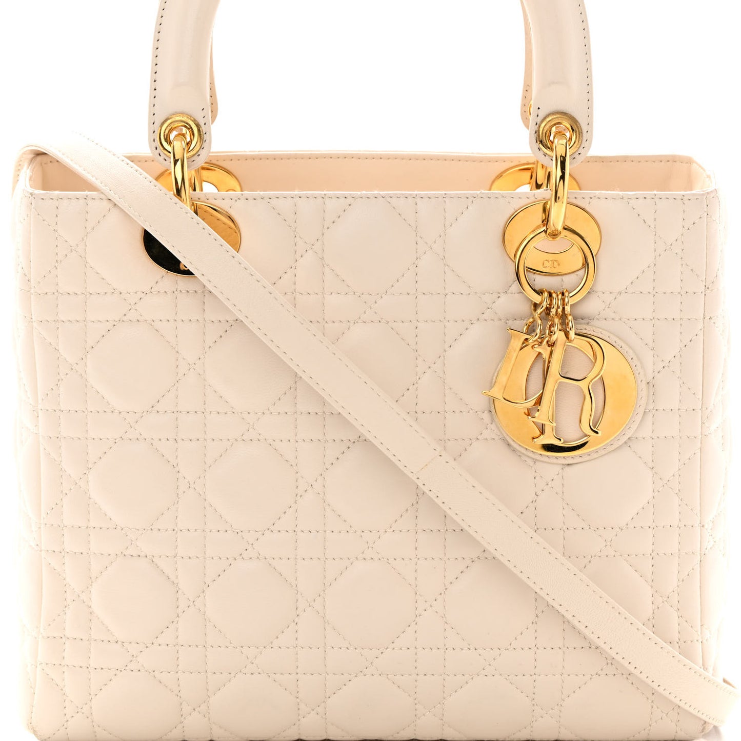 Lambskin Cannage Medium Lady Dior Light Beige