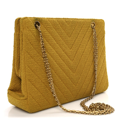 Chanel Tweed Chevron Bijoux Chain Shoulder Bag Yellow 3 of 11