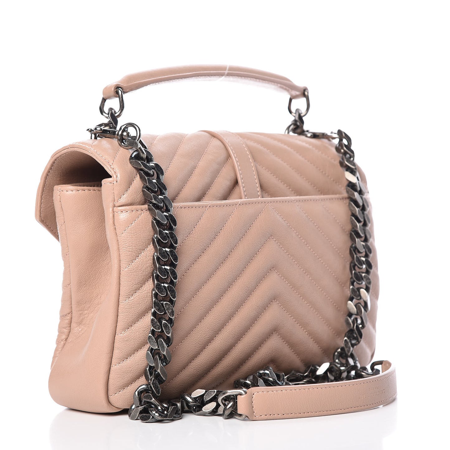 Sheepskin Matelasse Chevron Monogram Medium College Bag Rose Poudre