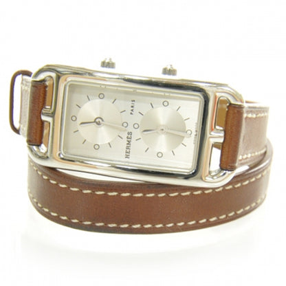 Hermes Stainless Steel Barenia 20mm Cape Cod Double Tour Deux Zones Quartz Watch Fauve 1 of 7