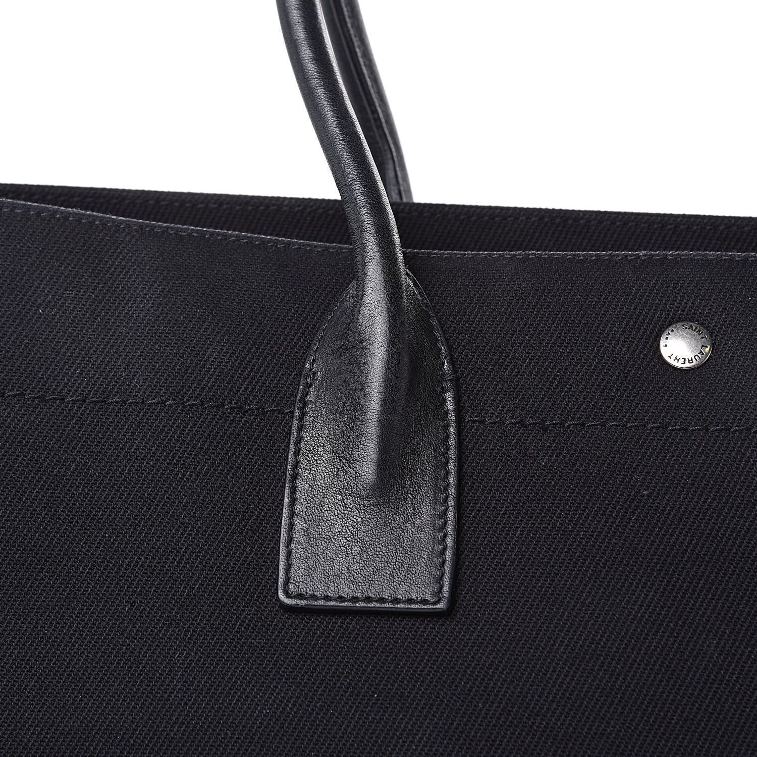 Saint Laurent Linen Calfskin Rive Gauche Tote Black 10 of 16