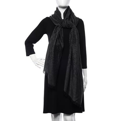 Gucci Wool Silk GG Monogram GGNat Scarf Anthracite 2 of 4