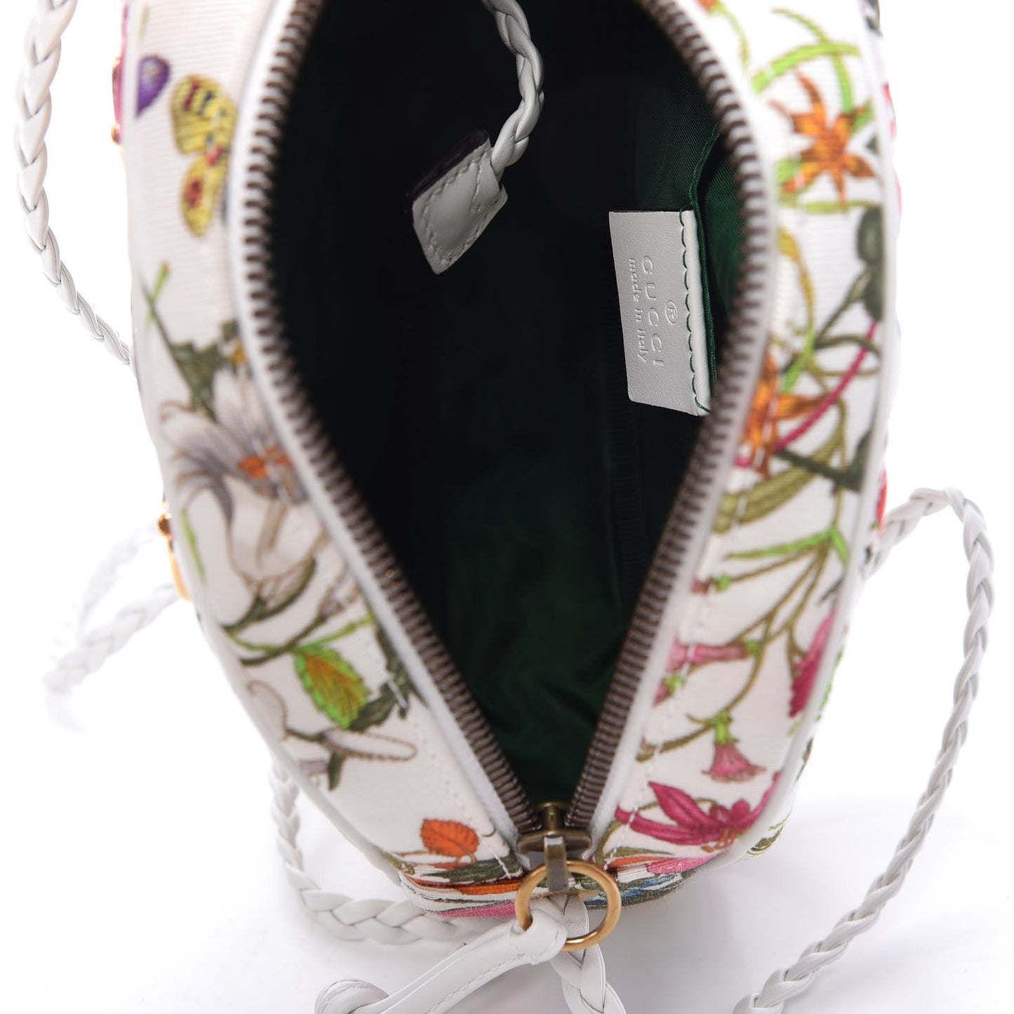 Canvas Flora Floral Trapuntata Small Zumi Dome Shoulder Bag White