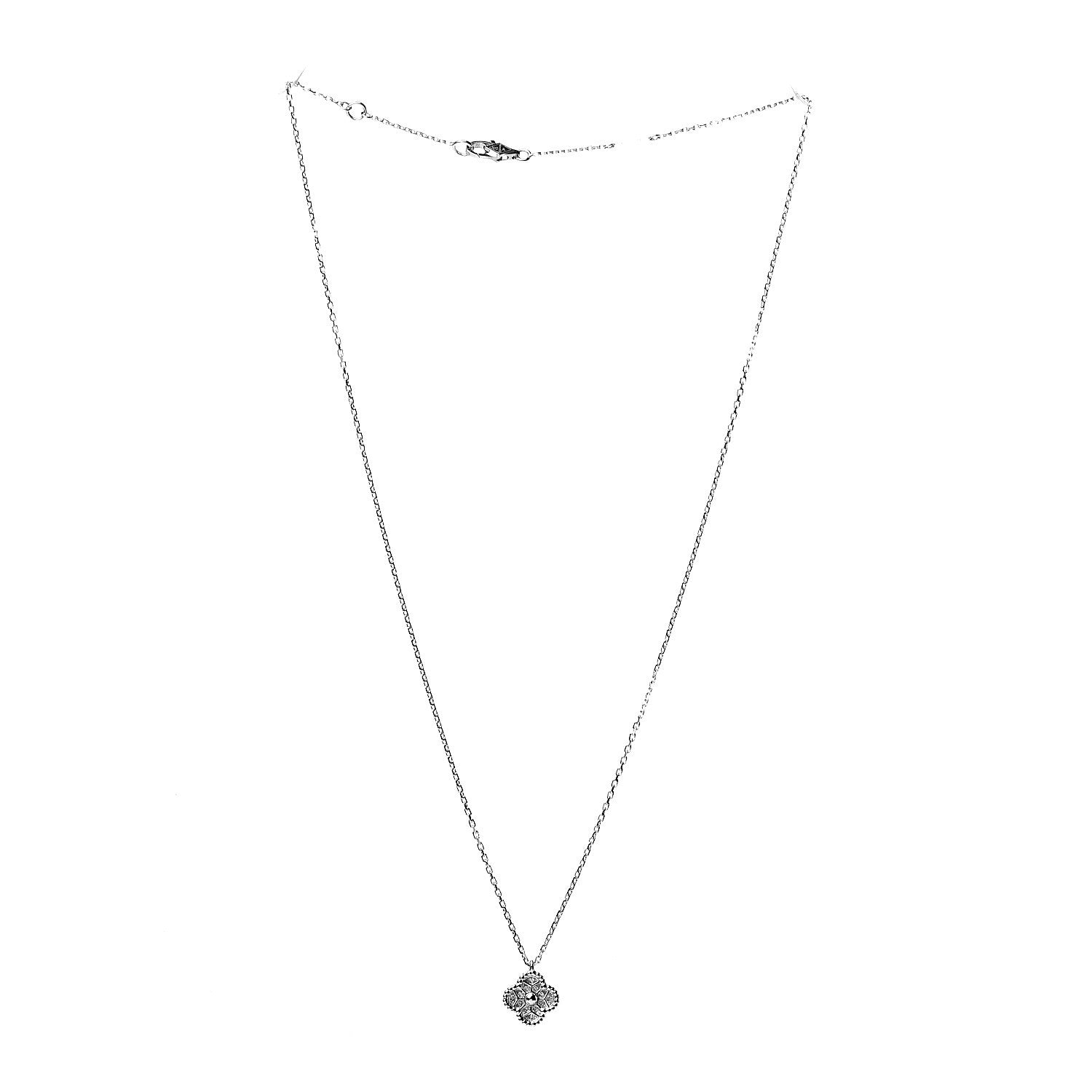 Van Cleef & Arpels 18K White Gold Diamond Sweet Alhambra Pendant Necklace 3 of 7