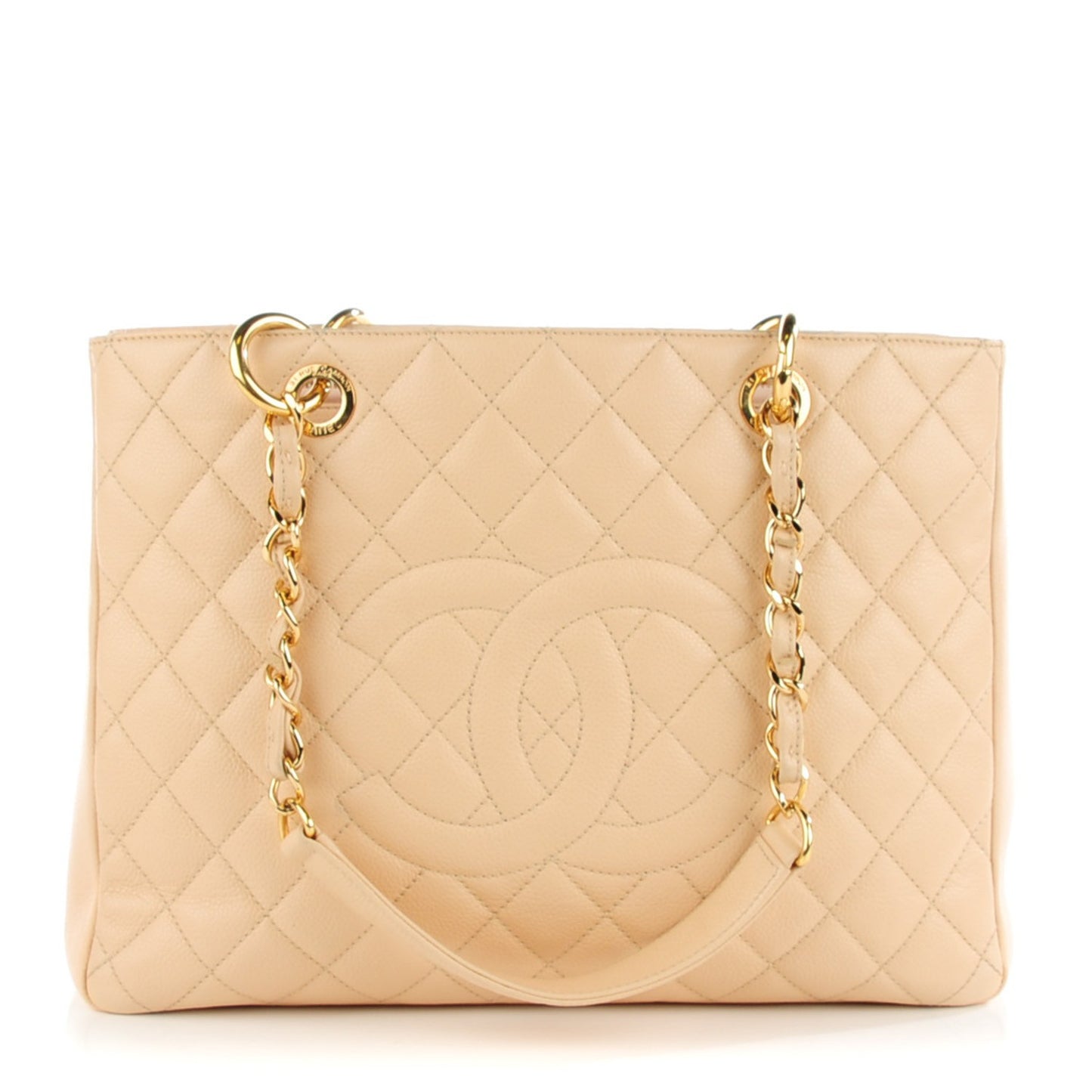Caviar Quilted Grand Shopping Tote GST Beige Clair