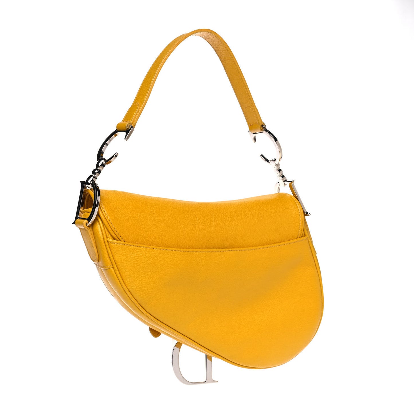 Grained Calfskin Saddle Bag Dark Yellow