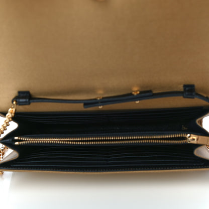 Saint Laurent Sequin Monogram Chain Wallet Gold 5 of 11