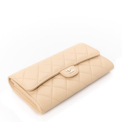 Chanel Lambskin Quilted CC Large Gusset Flap Wallet Beige 4 of 10