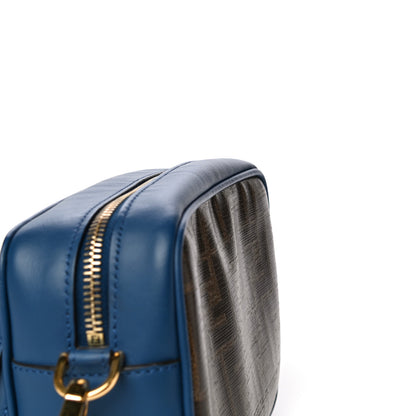 Fendi Glazed Fabric Vitello Century FF 1974 Stamp Patch Mini Camera Case Mogano Panna Iris 13 of 13