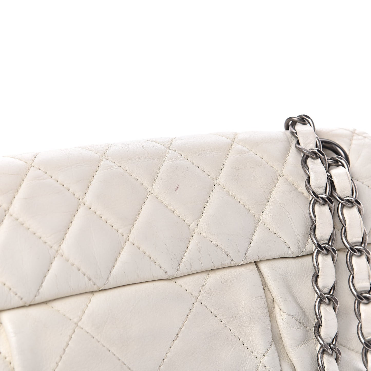 Calfskin Quilted East West Flap White