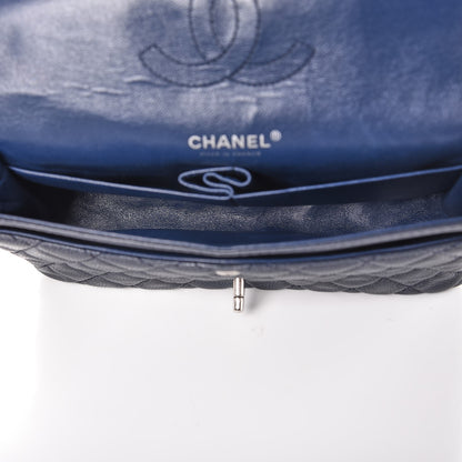 Chanel Washed Caviar Quilted Medium Double Flap Dark Blue 5 of 12