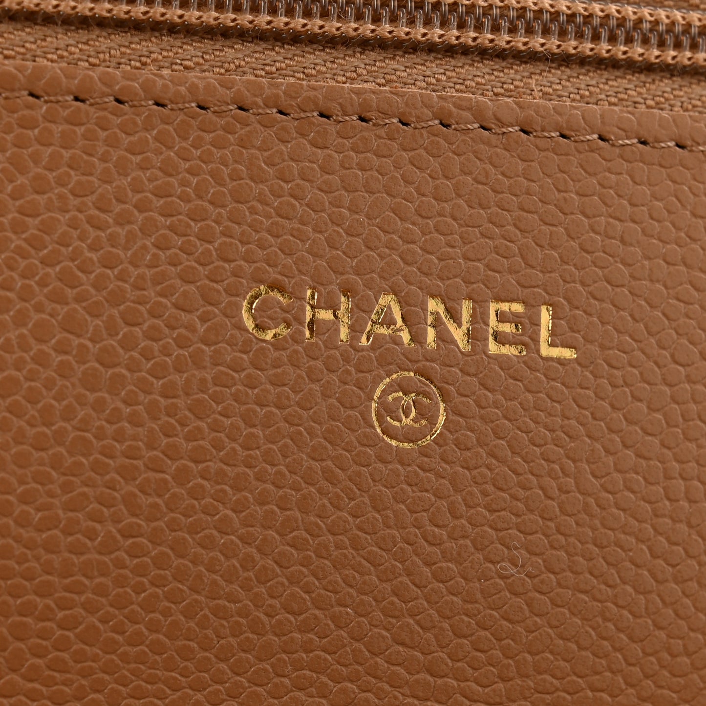 Caviar Quilted Wallet on Chain WOC Dark Beige