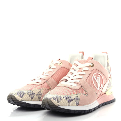 Louis Vuitton Suede Damier Azur Run Away Sneakers 38.5 Pink 3 of 10