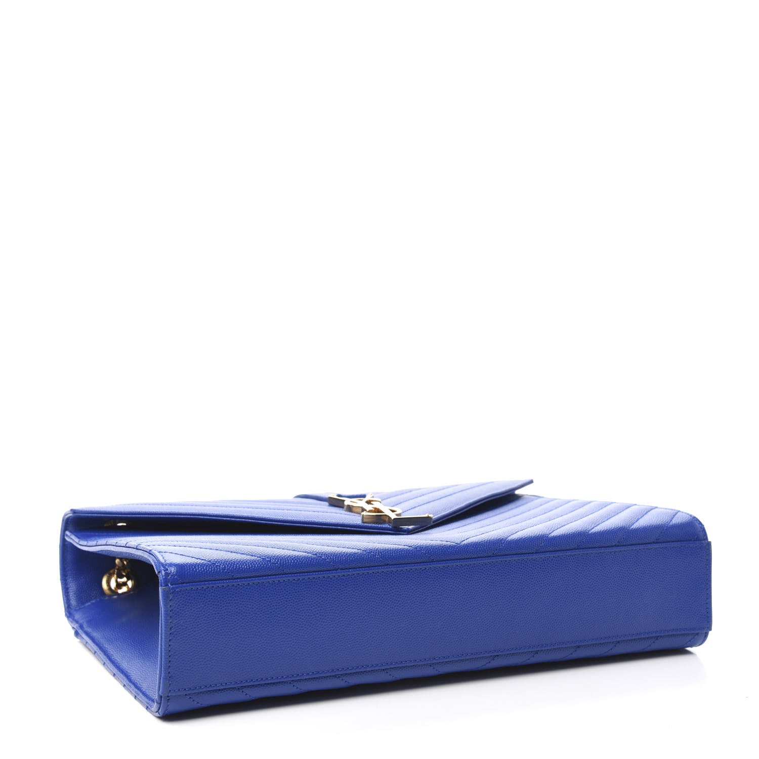 Saint Laurent Grain De Poudre Matelasse Chevron Large Monogram Satchel Blue Majorelle 4 of 10