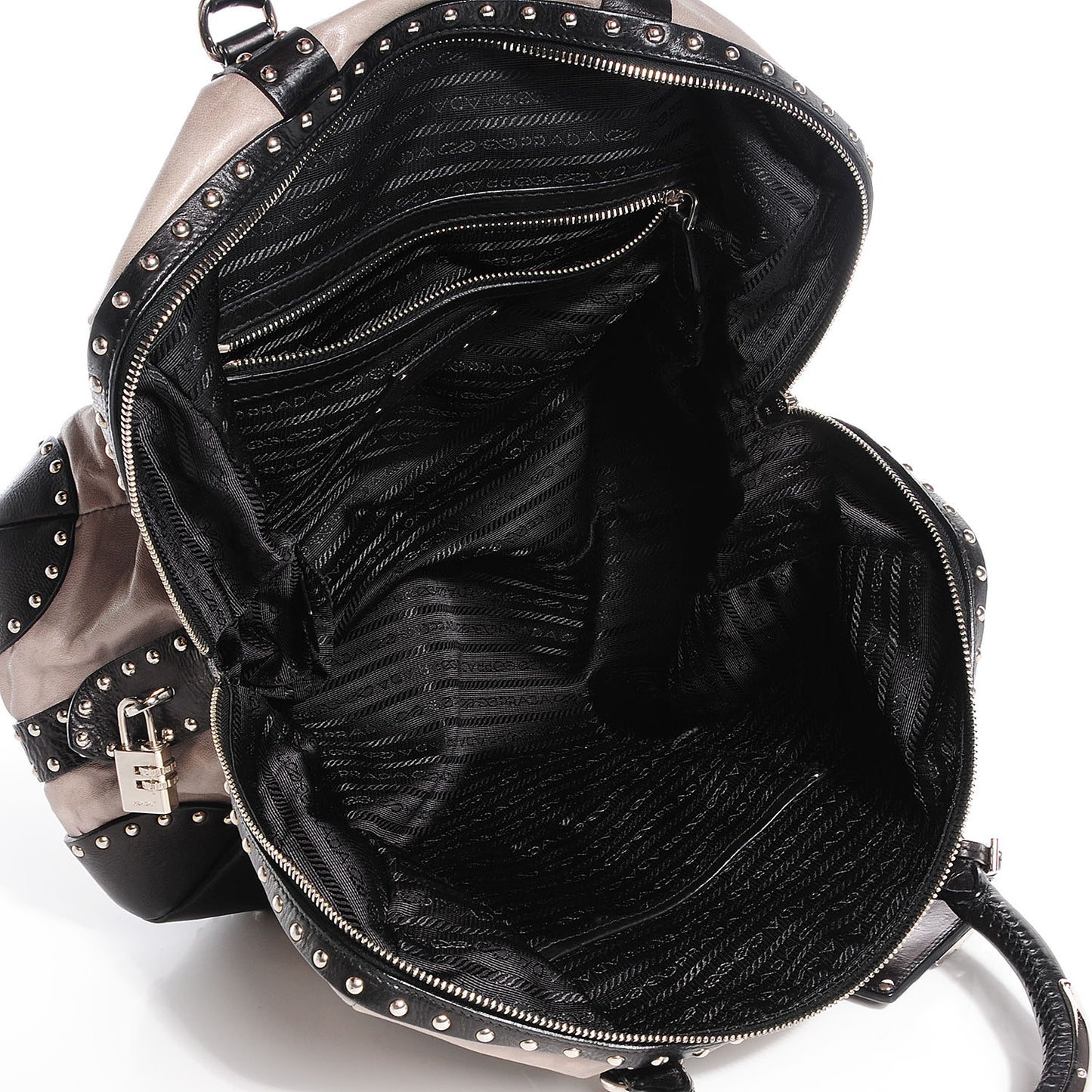 Glace Calf Studded Large Trunk Bag Fumo Black