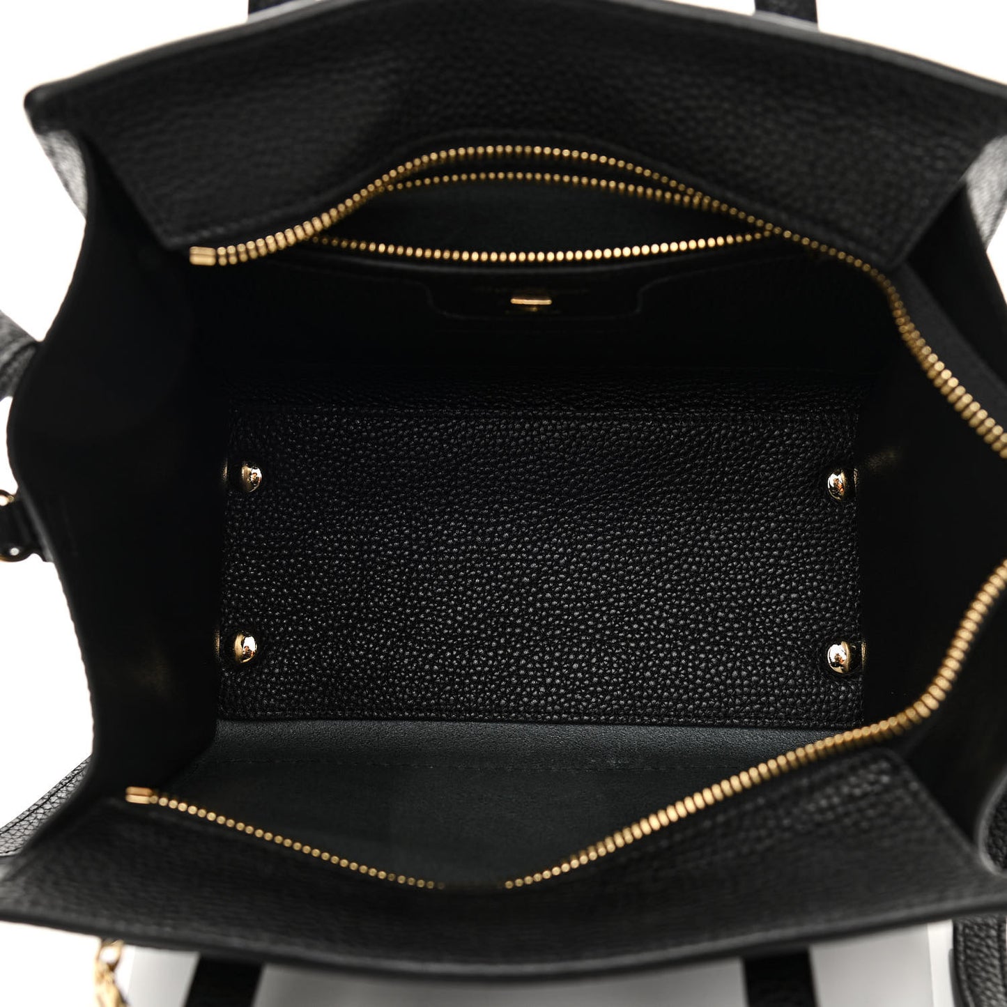 Hammered Calfskin Double Handle Small Amy Tote Black