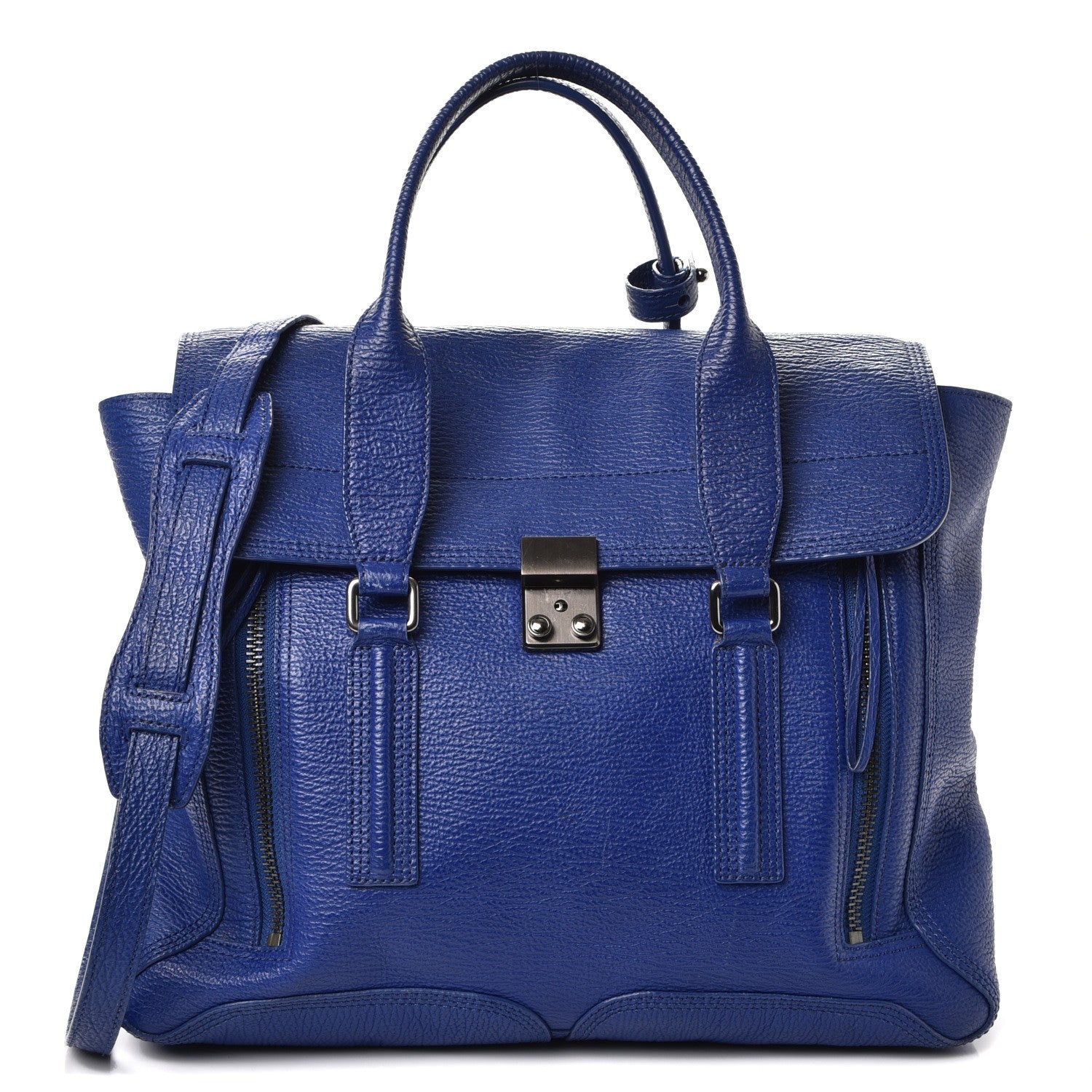 3.1 Phillip Lim 3.1 Textured Calfskin Large Pashli Satchel Cobalt 1 of 11