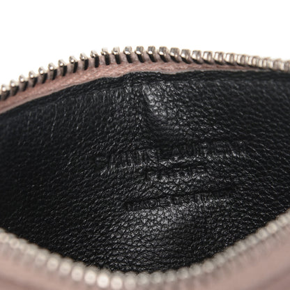 Saint Laurent Calfskin Crocodile Embossed 5 Fragments Zip Pouch Card Holder Rose Antic 5 of 6