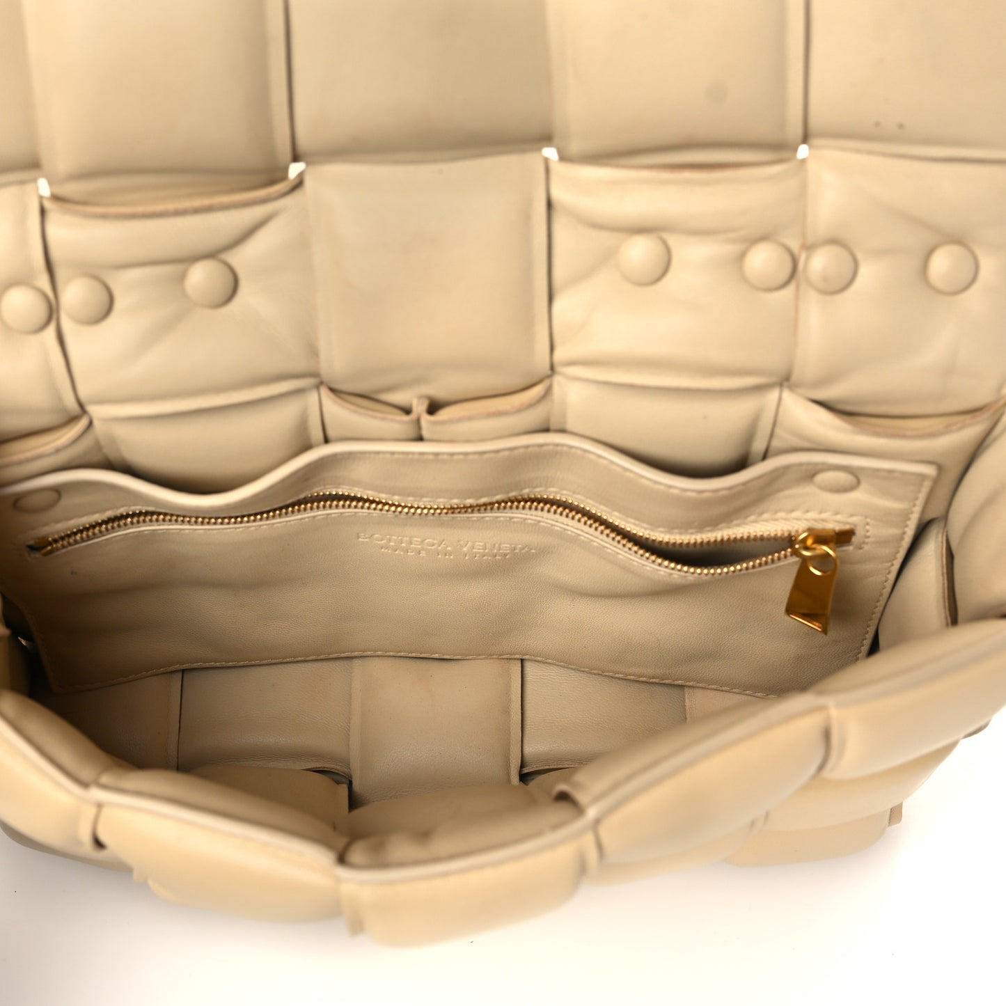 Lambskin Maxi Intreccio Padded Chain Cassette Crossbody Bag Porridge