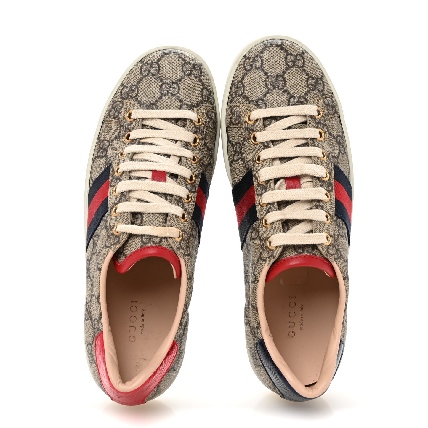 GG Supreme Monogram Womens Ace Low-Top Sneaker 36.5 Beige