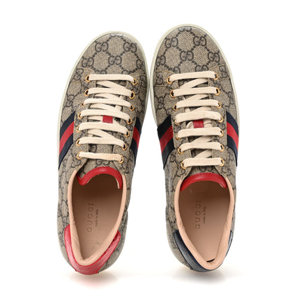 Gucci GG Supreme Monogram Womens Ace Low-Top Sneaker 36.5 Beige 2 of 10