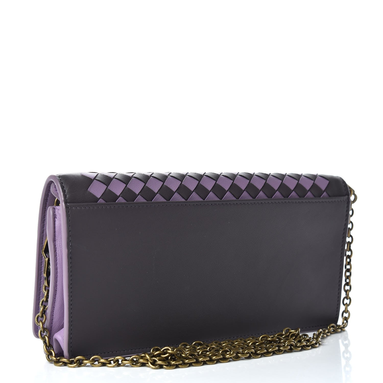 Bottega Veneta Nappa Intrecciato Checker Continental Wallet on Chain Quetsche Wisteria 3 of 7