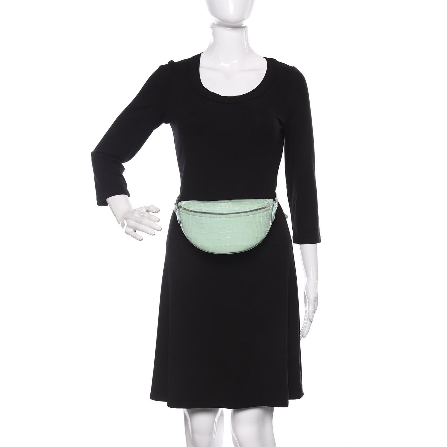 Shiny Calfskin Crocodile Embossed XXS Souvenir Belt Bag Green