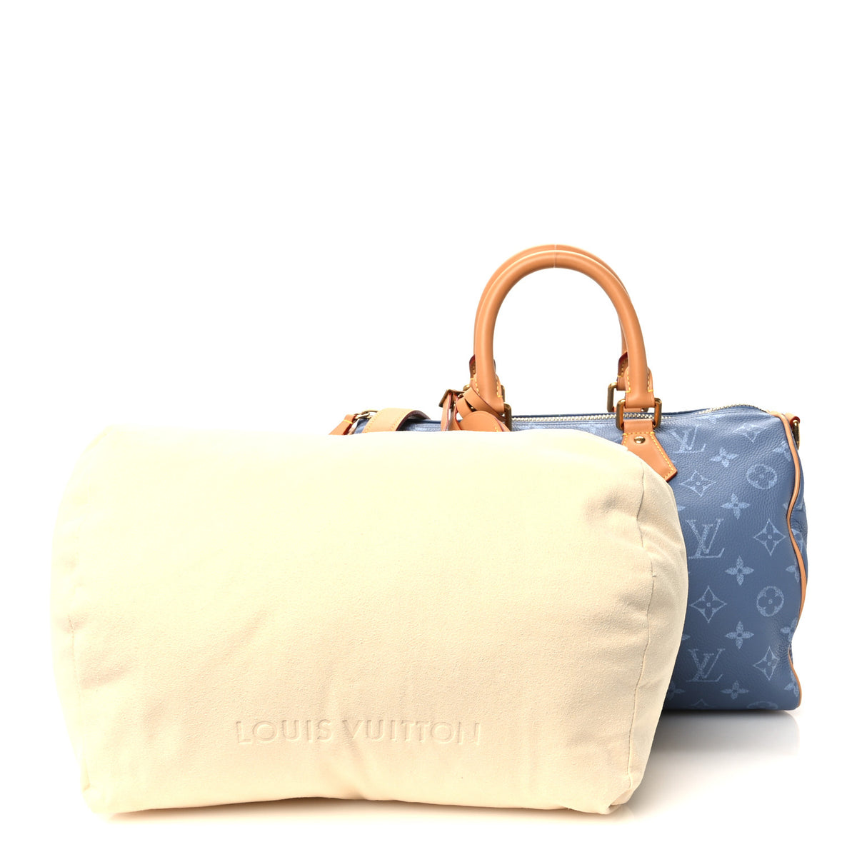 Louis Vuitton Calfskin Monogram Speedy P9 Bandouliere 30 Silk Blue 4 of 14