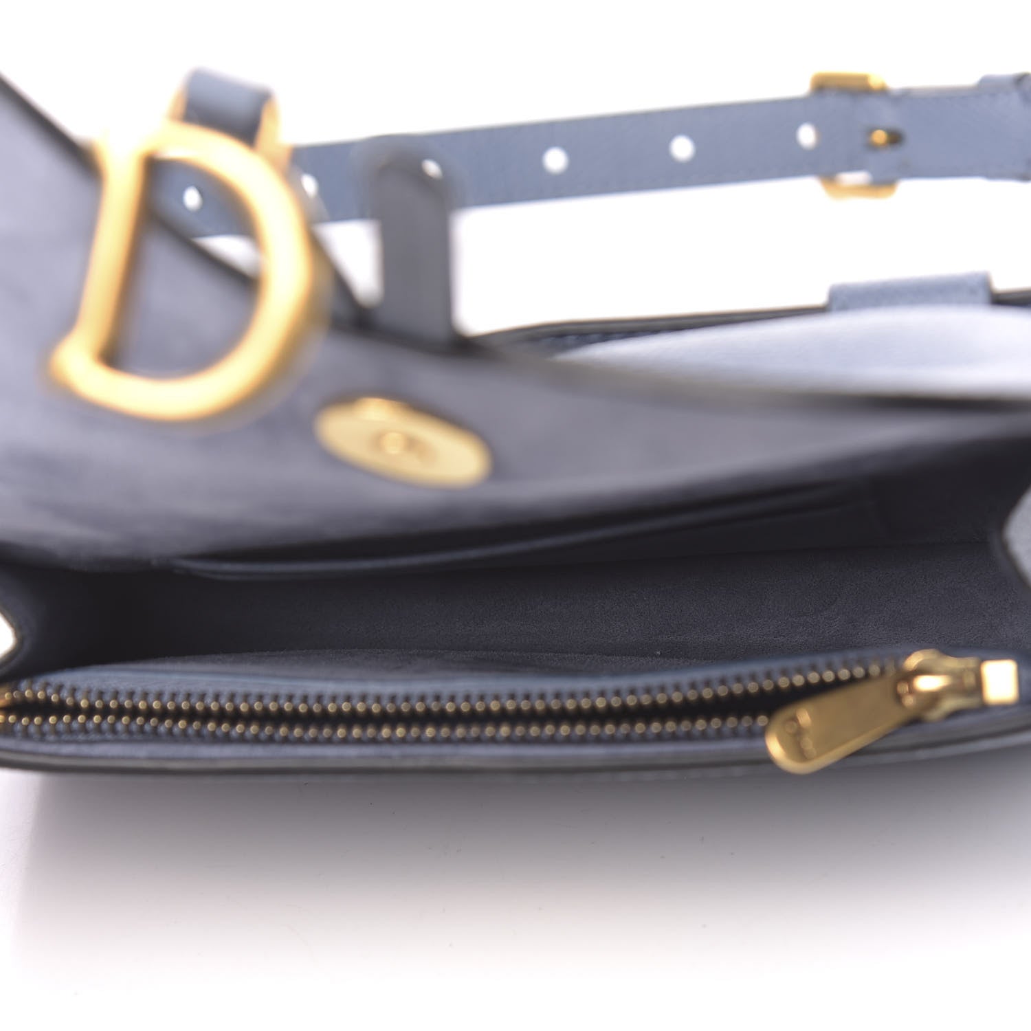 Christian Dior Grained Calfskin Saddle Belt Clutch Denim Blue 5 of 11
