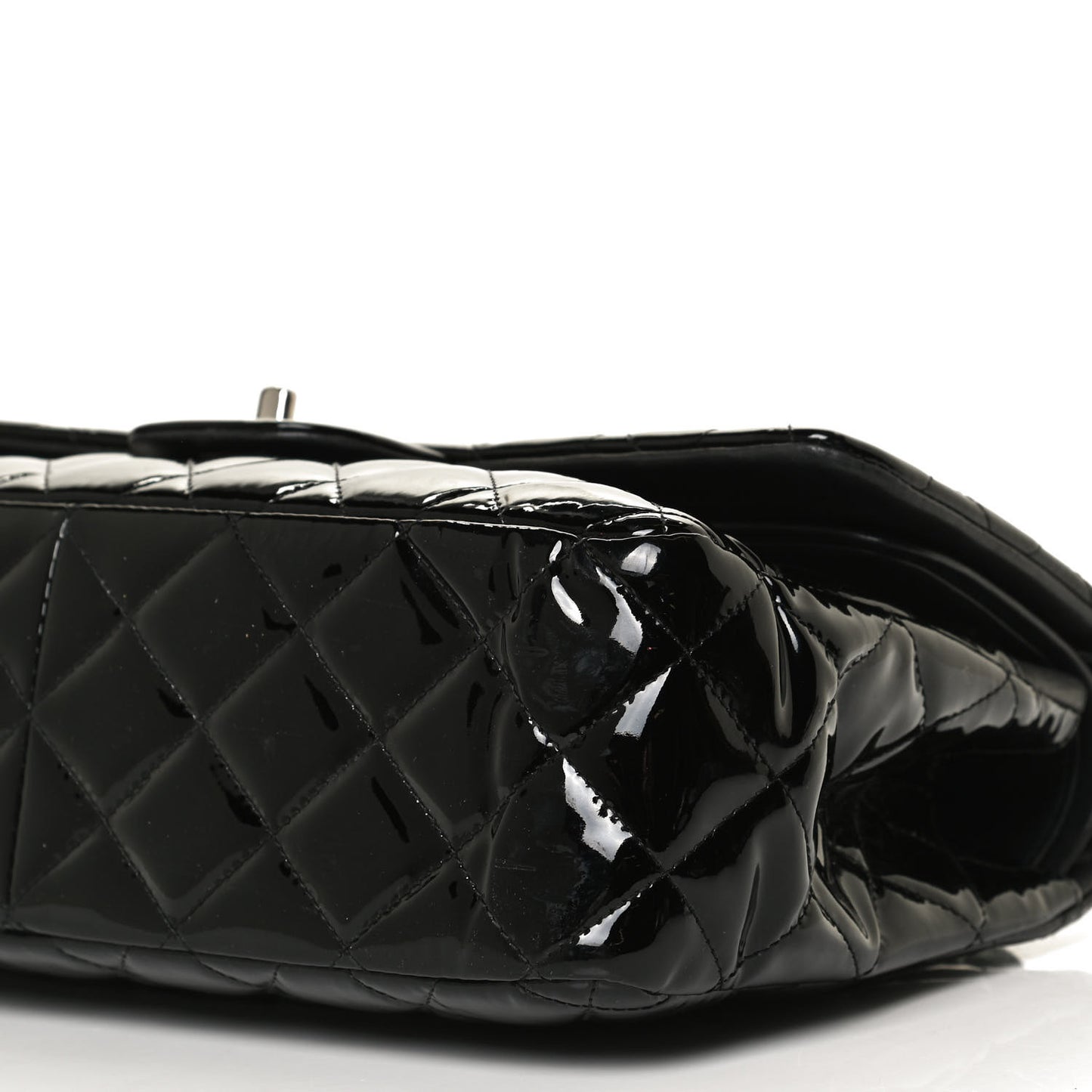 Patent Quilted Jumbo Double Flap Black