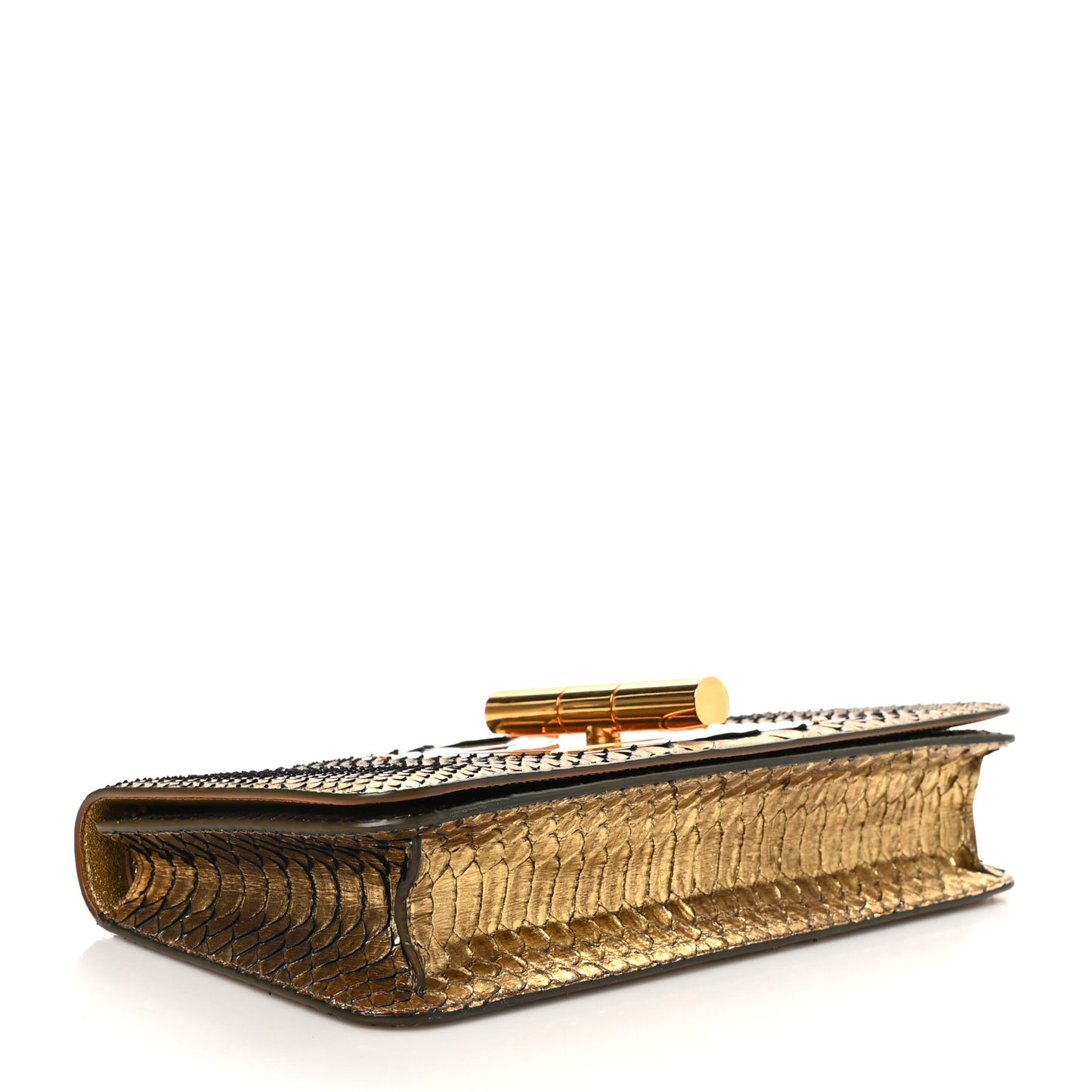 Metallic Snakeskin Natalia East-West Shoulder Bag Gold