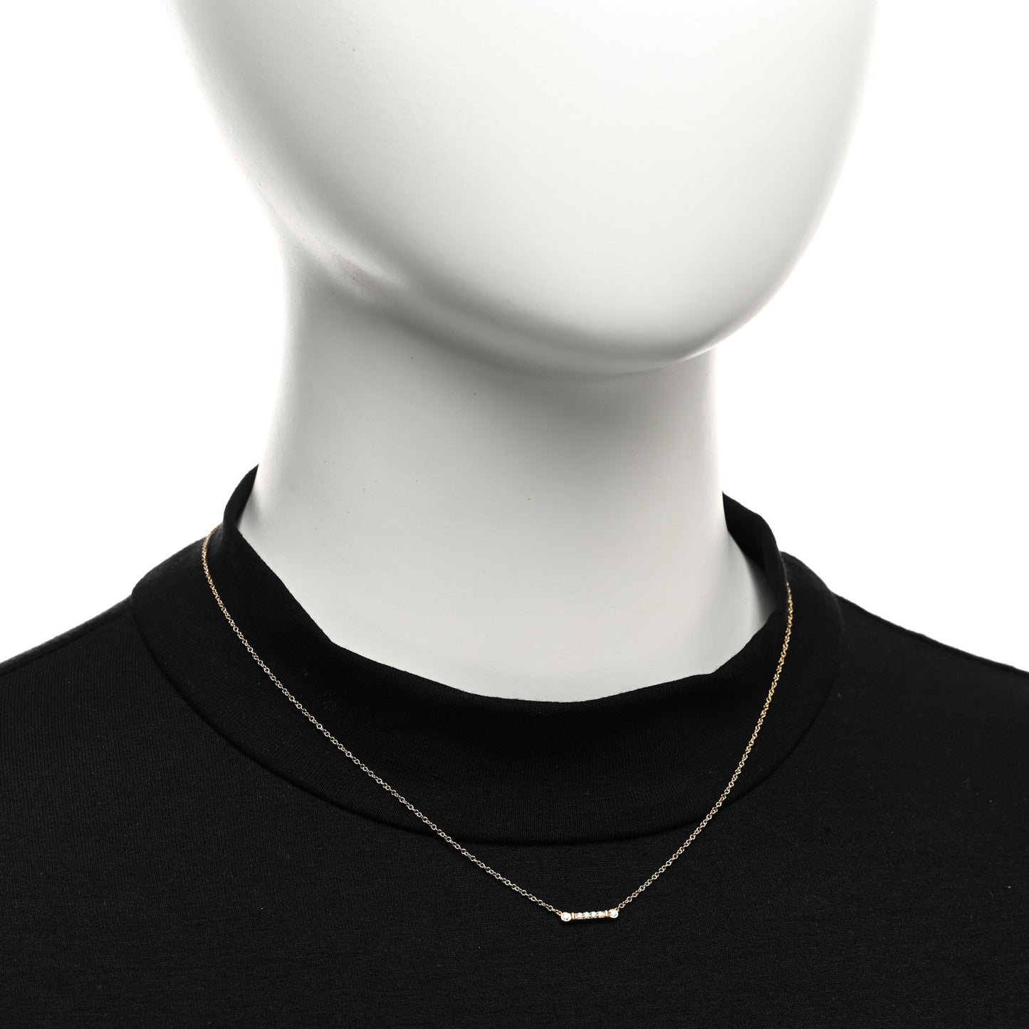 18K Yellow Gold Diamond Fleur de Lis Key Bar Pendant Necklace