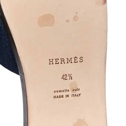 Hermes Denim Calfskin Mens Izmir Sandals 42.5 Bleu Brut Bleu Celeste 7 of 10