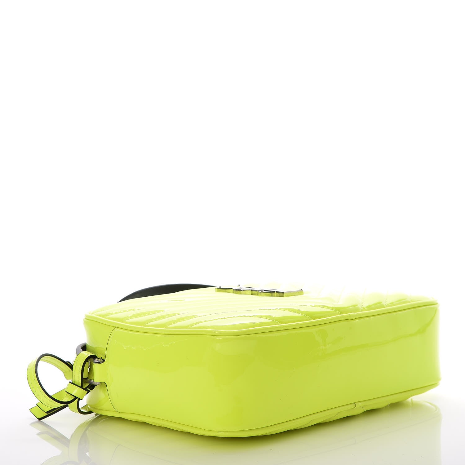 Saint Laurent Patent Calfskin Matelasse Monogram Lou Camera Bag Neon Yellow 5 of 10