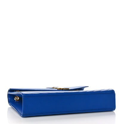 Saint Laurent Grain De Poudre Matelasse Chevron Large Monogram Satchel Blue Majorelle 4 of 9