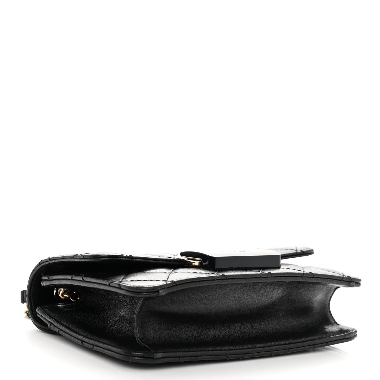 Sheepskin Quilted Mini Beauty Lock Flap Black