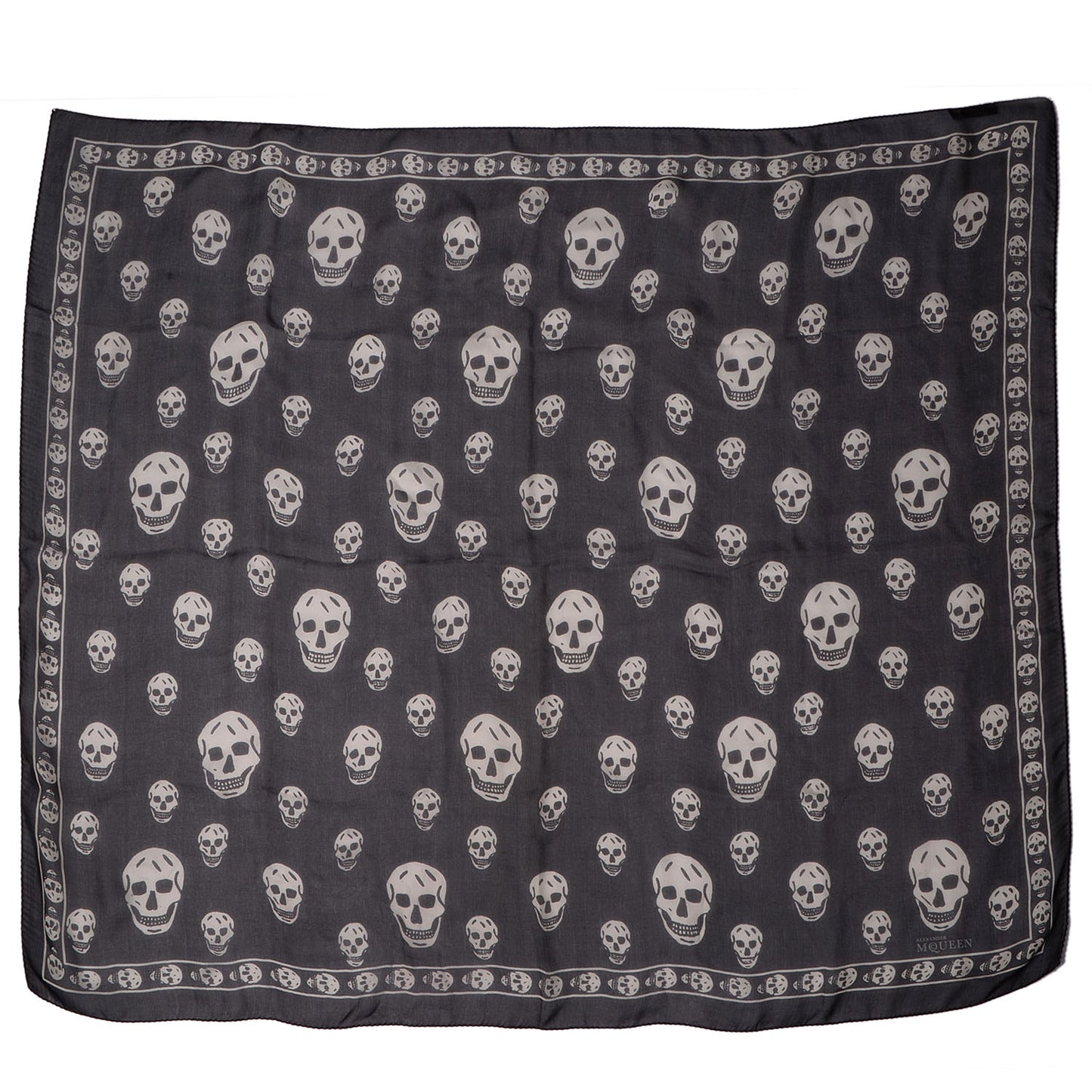 Silk Chiffon Skull Scarf Black Ivory
