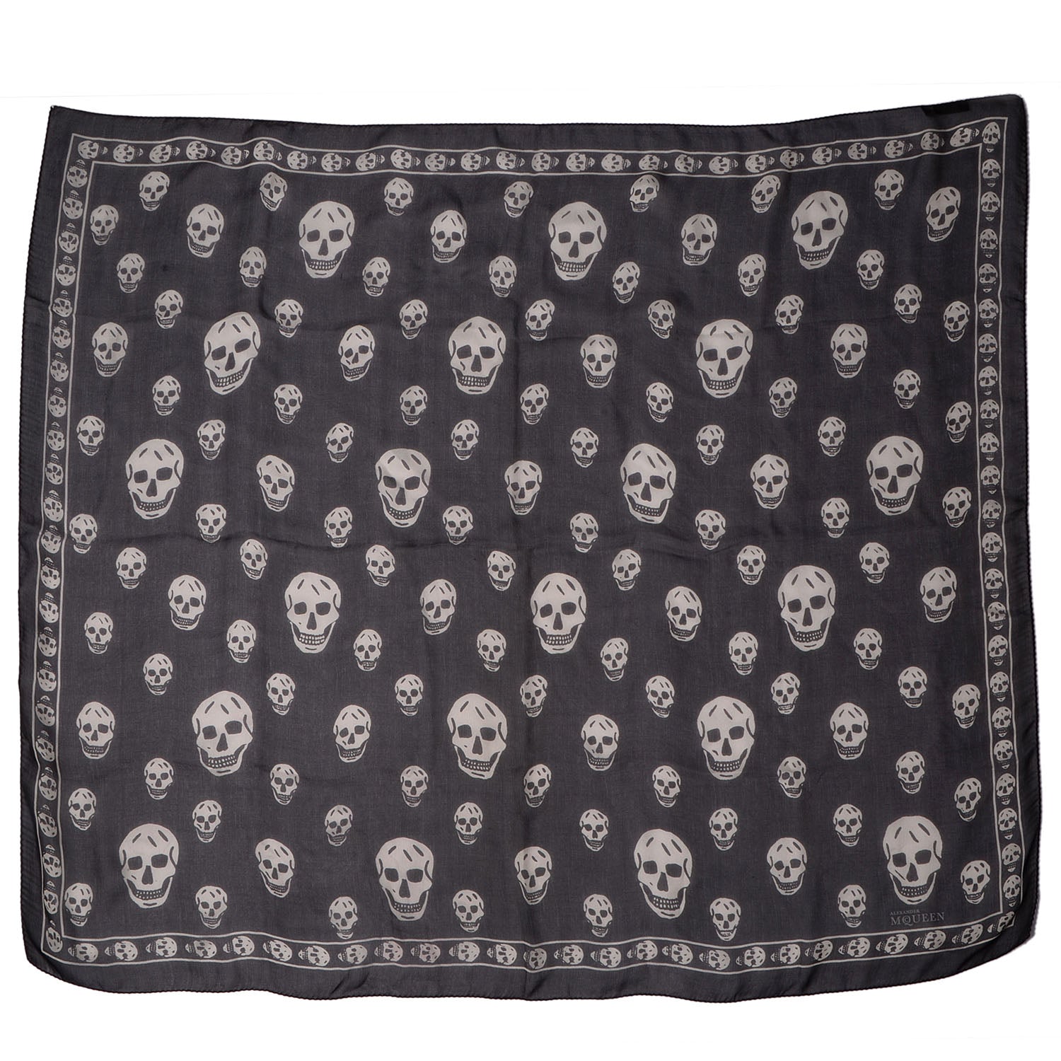 Alexander McQueen Silk Chiffon Skull Scarf Black Ivory 3 of 7