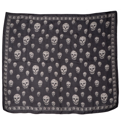 Alexander McQueen Silk Chiffon Skull Scarf Black Ivory 3 of 7