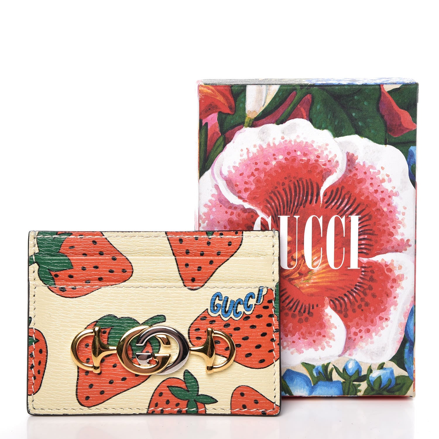 Gucci Calfskin Strawberry Print Zumi Case Case Ivory Red 7 of 7