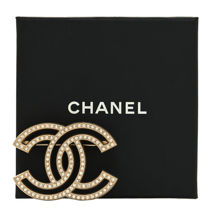 Chanel Crystal CC Brooch Light Gold 4 of 4
