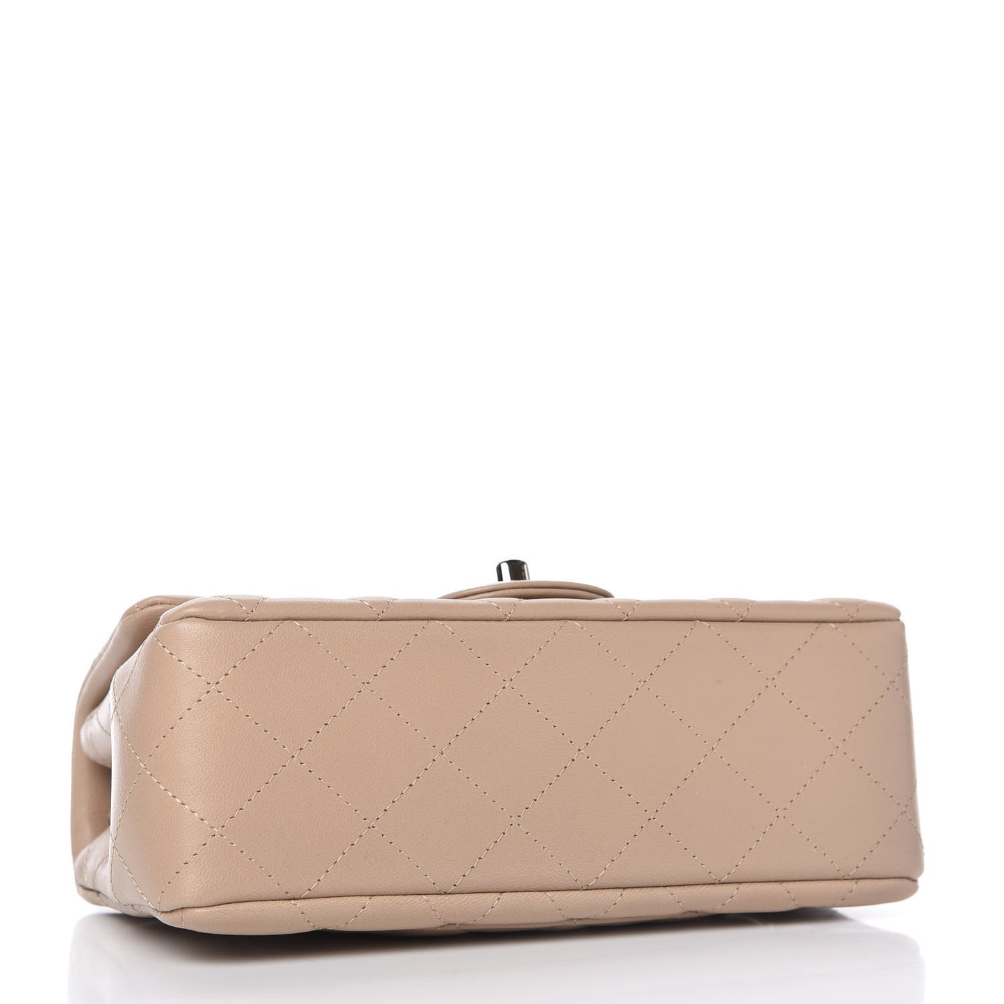 Lambskin Quilted Mini Rectangular Flap Dark Beige