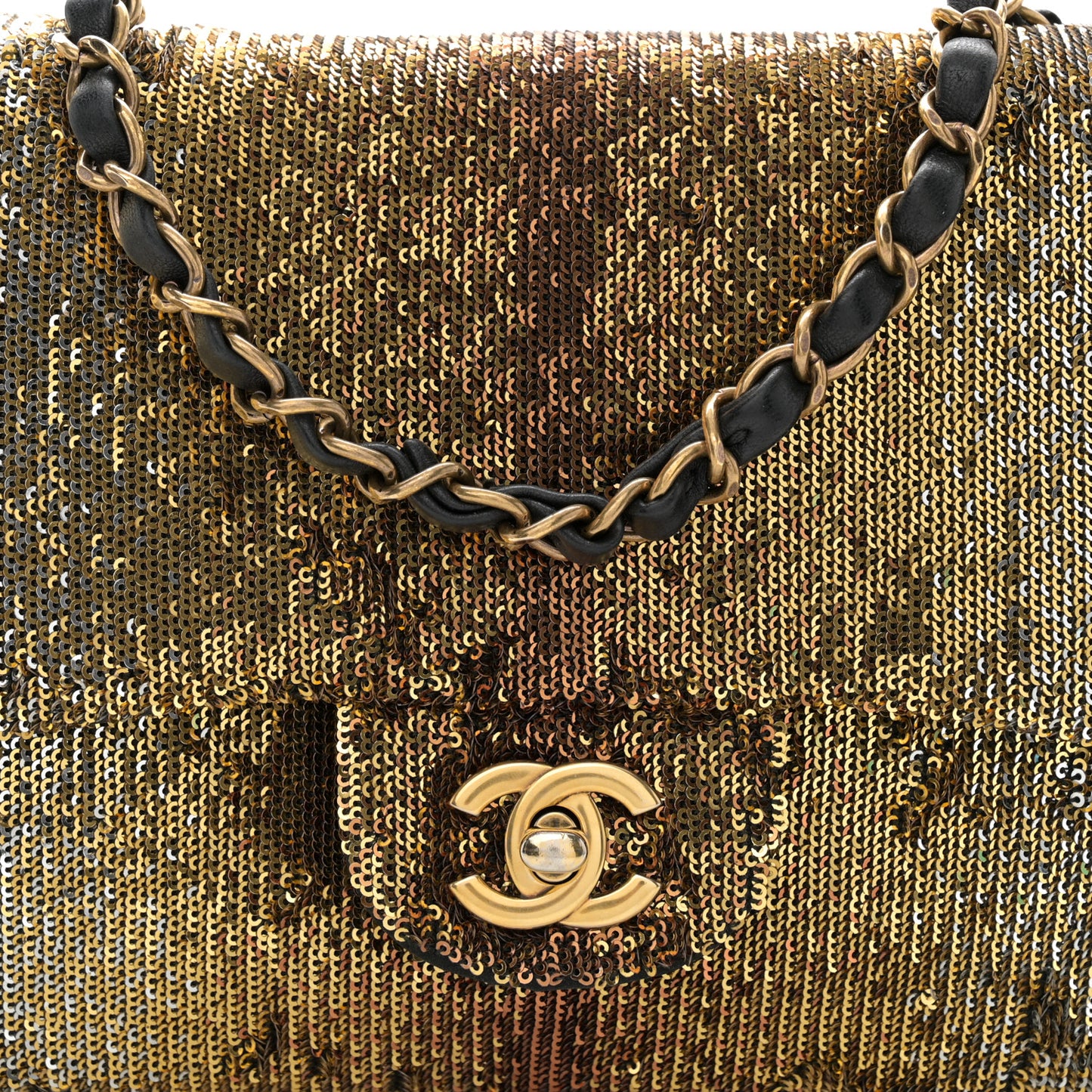 Sequin Medium Single Flap Silver Gold