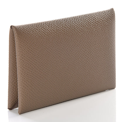 Hermes Epsom Calvi Card Case Etoupe 2 of 8
