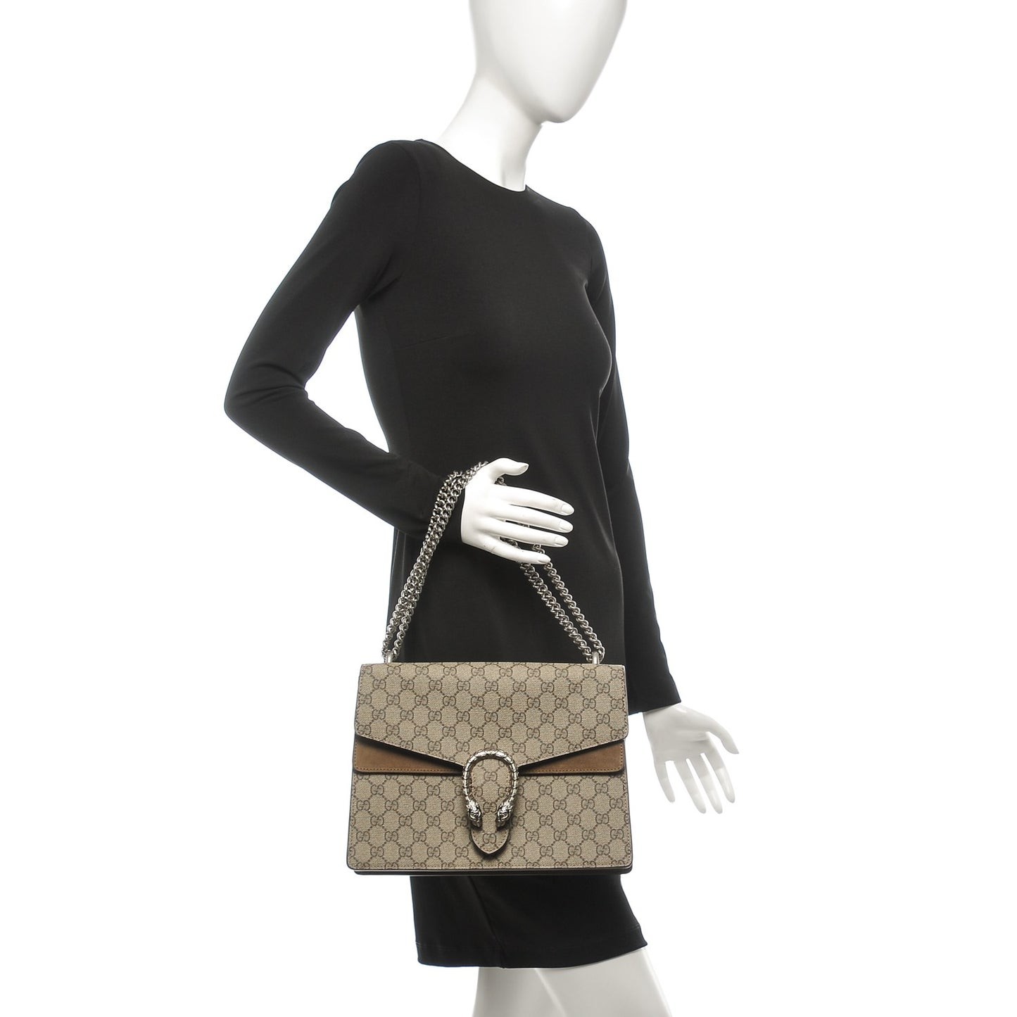 GG Supreme Monogram Medium Dionysus Shoulder Bag Taupe