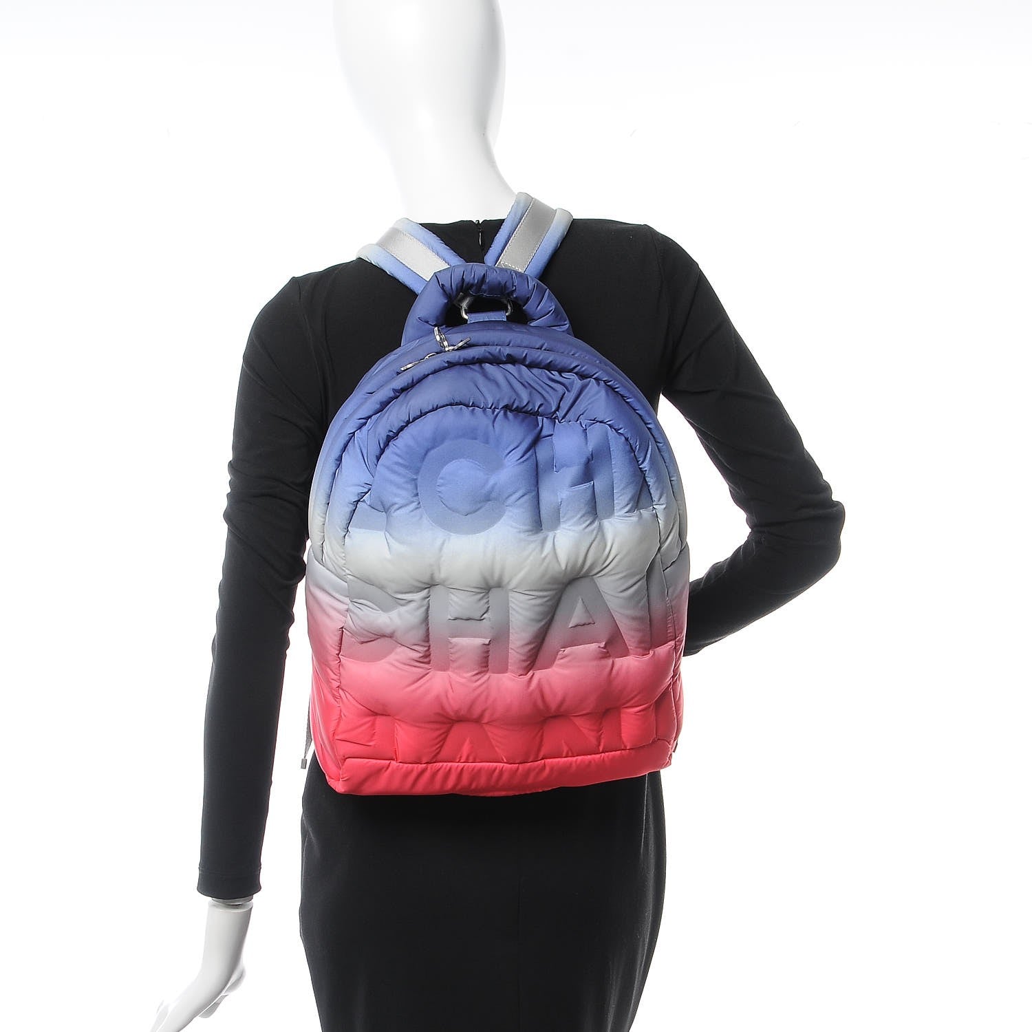 Chanel Nylon Embossed Small Doudoune Backpack Pink Blue White 2 of 7